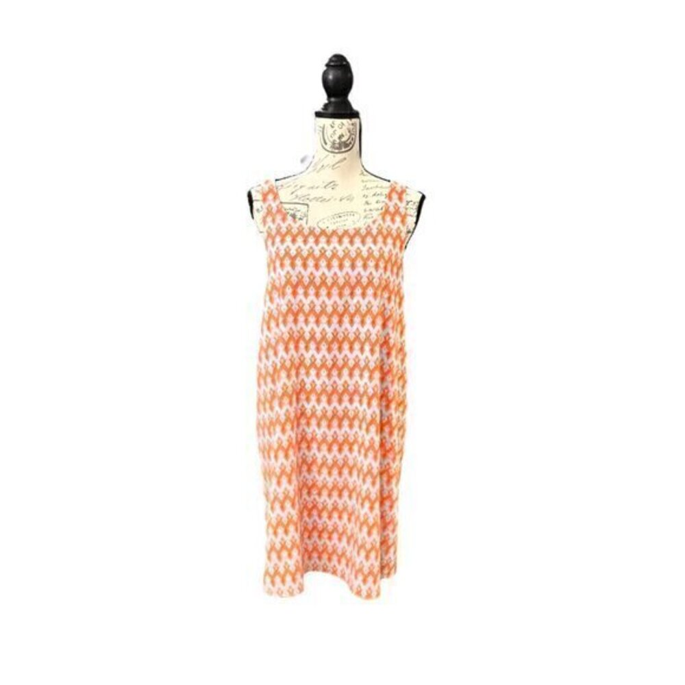 Alice +โ Olivia Orange Blue Batik Print Estelle Racerback Dress Sleeveless LARGE